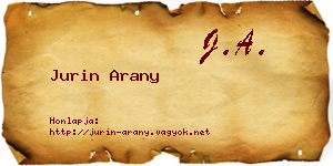 Jurin Arany névjegykártya